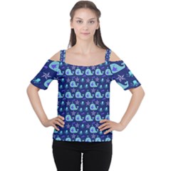 Blue Sea Whales Cutout Shoulder Tee