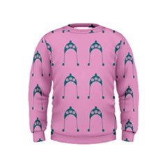 Pink Flower Teal Hat Kids  Sweatshirt by snowwhitegirl