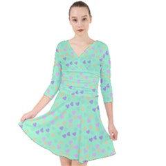 Minty Hearts Quarter Sleeve Front Wrap Dress	 by snowwhitegirl