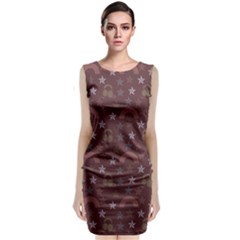 Music Stars Brown Classic Sleeveless Midi Dress by snowwhitegirl