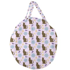 Outside Brown Cats Giant Round Zipper Tote by snowwhitegirl