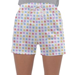 Blue Pink Yellow Eggs On White Sleepwear Shorts by snowwhitegirl