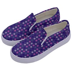 Violet Grey Purple Eggs On Grey Blue Kids  Canvas Slip Ons by snowwhitegirl