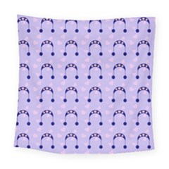 Winter Hat Snow Heart Lilac Blue Square Tapestry (large)