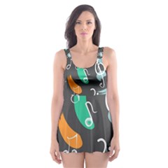 Repetition Seamless Child Sketch Skater Dress Swimsuit by Nexatart