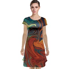 Creativity Abstract Art Cap Sleeve Nightdress