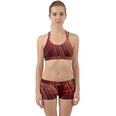 Abstract Fractal Digital Art Back Web Sports Bra Set