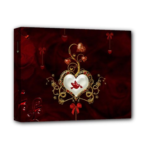 Wonderful Hearts With Dove Deluxe Canvas 14  X 11  by FantasyWorld7