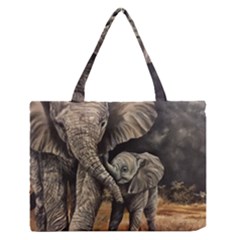 Elephant Mother And Baby Zipper Medium Tote Bag by ArtByThree