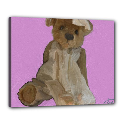 Ginger The Teddy Bear, By Julie Grimshaw 2018 Canvas 20  X 16  by JULIEGRIMSHAWARTS