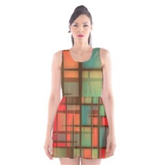 Background Abstract Colorful Scoop Neck Skater Dress