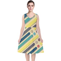 Background Vintage Desktop Color V-neck Midi Sleeveless Dress 