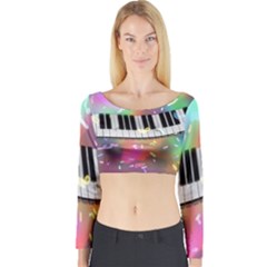 Piano Keys Music Colorful 3d Long Sleeve Crop Top by Nexatart