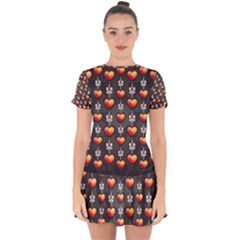 Love Heart Background Drop Hem Mini Chiffon Dress by Nexatart