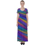 Colorful Background High Waist Short Sleeve Maxi Dress