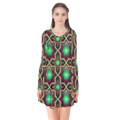 Pattern Background Bright Brown Flare Dress