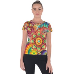 Colorful Abstract Background Colorful Short Sleeve Sports Top 