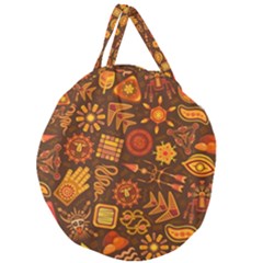 Pattern Background Ethnic Tribal Giant Round Zipper Tote