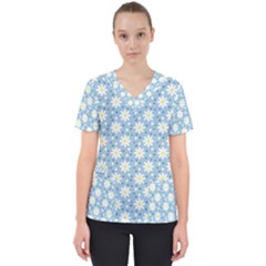 Daisy Dots Light Blue Scrub Top by snowwhitegirl