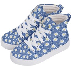 Daisy Dots Blue Kid s Hi-top Skate Sneakers by snowwhitegirl