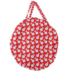 Square Flowers Red Giant Round Zipper Tote by snowwhitegirl