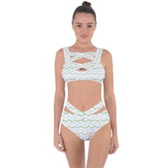 Wavy Linear Seamless Pattern Design  Bandaged Up Bikini Set  by dflcprints