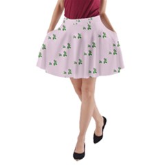 Pink Flowers Pink Big A-line Pocket Skirt by snowwhitegirl