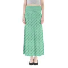 Pink Flowers Green Full Length Maxi Skirt by snowwhitegirl