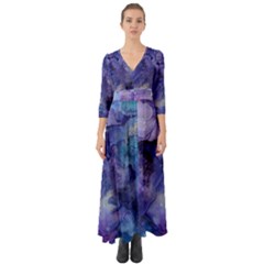 Ink Background Swirl Blue Purple Button Up Boho Maxi Dress