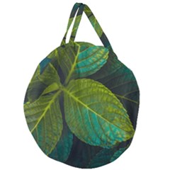 Green Plant Leaf Foliage Nature Giant Round Zipper Tote