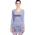 Monster Rats Hand Draw Illustration Pattern Long Sleeve Bodycon Dress