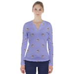 Monster Rats Hand Draw Illustration Pattern V-Neck Long Sleeve Top