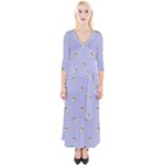 Monster Rats Hand Draw Illustration Pattern Quarter Sleeve Wrap Maxi Dress