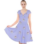 Monster Rats Hand Draw Illustration Pattern Cap Sleeve Front Wrap Midi Dress