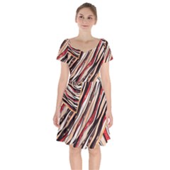 Fabric Texture Color Pattern Short Sleeve Bardot Dress