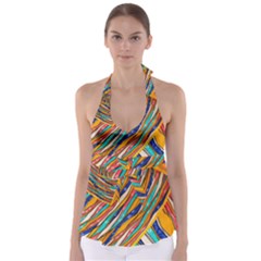 Fabric Texture Color Pattern Babydoll Tankini Top