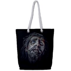 Jesuschrist Face Dark Poster Full Print Rope Handle Tote (small) by dflcprints