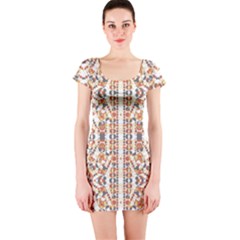 Multicolored Geometric Pattern  Short Sleeve Bodycon Dress by dflcprints