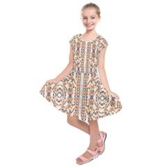 Multicolored Geometric Pattern  Kids  Short Sleeve Dress by dflcprints