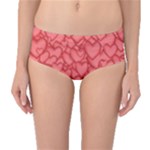 Background Hearts Love Mid-Waist Bikini Bottoms