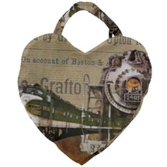 Train Vintage Tracks Travel Old Giant Heart Shaped Tote