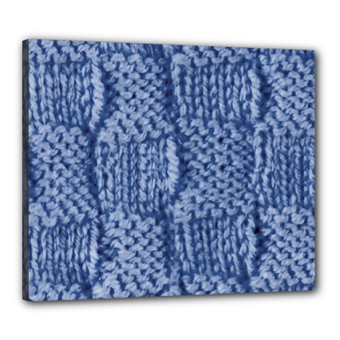 Knitted Wool Square Blue Canvas 24  X 20  by snowwhitegirl