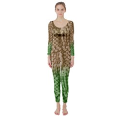 Knitted Wool Square Beige Green Long Sleeve Catsuit by snowwhitegirl