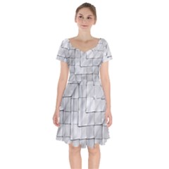 Silver Grid Pattern Short Sleeve Bardot Dress by dflcprints