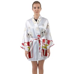 Cute Kawaii Popcorn Long Sleeve Kimono Robe by Valentinaart