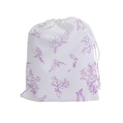 Beautiful,violet,floral,shabby Chic,pattern Drawstring Pouches (extra Large) by NouveauDesign