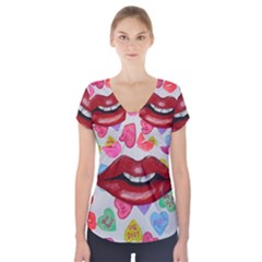 Aahhhh Candy Short Sleeve Front Detail Top by dawnsiegler