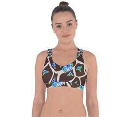 Floral Giraffe Print Cross String Back Sports Bra by dawnsiegler