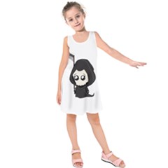 Cute Grim Reaper Kids  Sleeveless Dress by Valentinaart