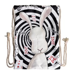 White Rabbit In Wonderland Drawstring Bag (large) by Valentinaart